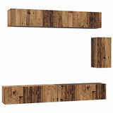 TV Cabinet Set with Drawer 6 pcs Old Wood Engineered Wood 3393441