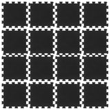 Rubber Floor Tiles 16 pcs Black 16 mm 30x30 cm 155671