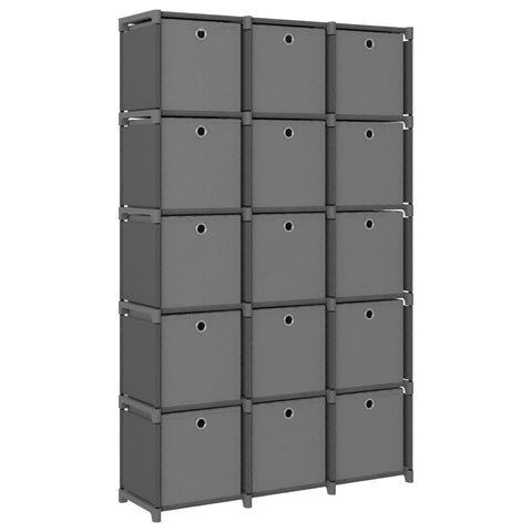 ZNTS 15-Cube Display Shelf with Boxes Grey 103x30x175.5 cm Fabric 322621