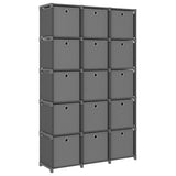 15-Cube Display Shelf with Boxes Grey 103x30x175.5 cm Fabric 322621