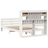 Bookcase Bed without Mattress White 135x190 cm Double Solid Wood Pine 3309987
