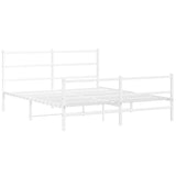 Metal Bed Frame without Mattress with Footboard White 150x200cm 355434