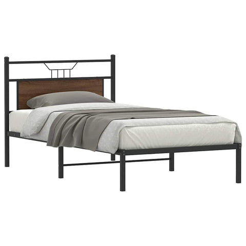 Bed Frame without Mattress Brown Oak 107x203 cm Engineered Wood 4106837