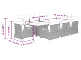 9 Piece Garden Dining Set with Cushions Grey Poly Rattan 3213134