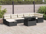 Garden Sofa Set with Cushion 8 pcs Black Poly rattan 3359684