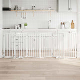 Dog Gate with Door Foldable 6 Panels White 300 cm Poplar Wood 352183