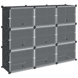 Storage Cube Organiser with 9 Cubes and Doors Black PP 4019577