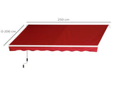 Manual Retractable Patio Awning Shelter UV Protection, 2.5mx2m T3398P318812