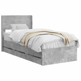 Bed Frame with Storage and Headboard Concrete Grey 90 x 200 cm 3414510