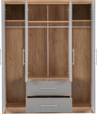 ZNTS Seville 4 Door 2 Drawer Wardrobe 100-101-114