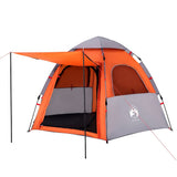 Camping Tent Cabin 4-Person Grey and Orange Quick Release 4005334