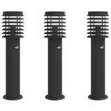 ZNTS Outdoor Floor Lamps with Sensors 3pcs Black 60 cm Stainless Steel 4006370