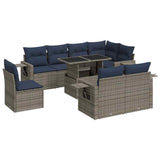 9 Piece Garden Sofa Set with Cushions Grey Poly Rattan 3326502