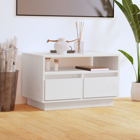 TV Cabinet White 60x35x37 cm Solid Wood Pine 813426