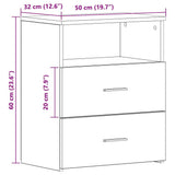 Bedside Cabinet Artisan Oak 50x32x60cm Engineered Wood 856566