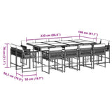 13 Piece Garden Dining Set with Cushions Brown Poly Rattan 3211581