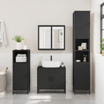 ZNTS 3 Piece Bathroom Furniture Set Black Engineered Wood 3301065