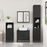 ZNTS 3 Piece Bathroom Furniture Set Black Engineered Wood 3301065