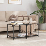 Coffee Tables with Black Glass Top 2 pcs 40x40x40 cm Steel 845965