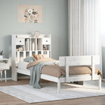 ZNTS Bookcase Bed without Mattress White 90x200 cm Solid Wood Pine 3321829