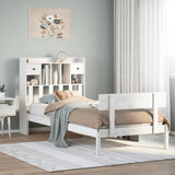 ZNTS Bookcase Bed without Mattress White 90x200 cm Solid Wood Pine 3321829