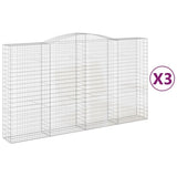 Arched Gabion Baskets 3 pcs 400x50x220/240 cm Galvanised Iron 3147075