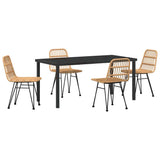 Garden Dining Set 5 pcs Brown Powder-Coated Steel 3379194