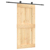 Sliding Door Natural and Black 95 x 210 cm Solid Pine Wood 3444996