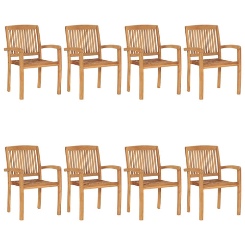 Stacking Garden Chairs 8 pcs Solid Teak Wood 3073209