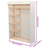 Wardrobe Cream Pinewood and fabric Large Wardrobe Rectangular 42976