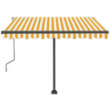 ZNTS Freestanding Manual Retractable Awning 350x250 cm Yellow/White 3069718