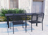 Garden Dining Set Black Powder-coated steel, glass, cotton rope 3060209