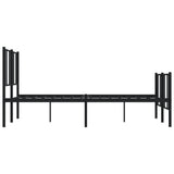 Metal Bed Frame without Mattress with Footboard Black 120x200cm 352496