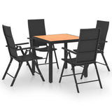 5 Piece Garden Dining Set Black and Brown 3060053