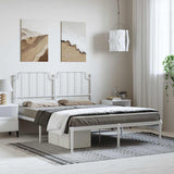 Metal Bed Frame without Mattress with Headboard White 135x190cm 373935