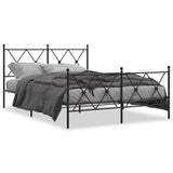Metal Bed Frame without Mattress with Footboard Black 137x190cm 376519