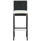 Bar Stool Set of 2 Black Poly Rattan Counter Height Durable 316668