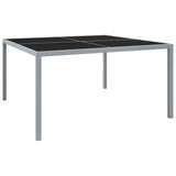 Garden Table 130x130x72 cm Grey Steel and Glass 313086