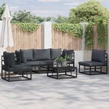 Garden Sofa Set with Cushion 6 pcs Black Aluminium 3378847