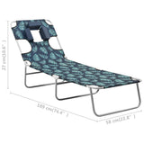 Sun Lounger Leaves print Sturdy steel frame, fabric 310334
