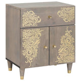 Bedside Cabinet with Door Grey 50 x 33 x 60 cm Solid Mango Wood 4018783