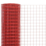 ZNTS Chicken Wire Fence Steel with PVC Coating 25x1.5 m Red 143679