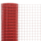 ZNTS Chicken Wire Fence Steel with PVC Coating 25x1.5 m Red 143679