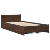 ZNTS Bed Frame with Drawers without Mattress Brown Oak 75x190 cm Small Single 3279976