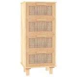 Sideboard Brown 40x30x90 cm Solid Wood Pine and Natural Rattan 345644