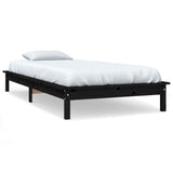 820535 Bed Frame without Mattress Black 100x200 cm Solid Wood