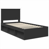 Bed Frame with Headboard Black 100 x 200 cm Solid Pine Wood 3411047