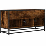 TV Cabinet Smoked Oak 100x35x50 cm Engineered Wood and Metal 848831