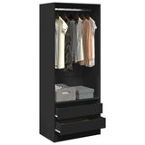 ZNTS Wardrobe Black 80x50x200 cm Engineered Wood 3307748