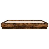 Bed Frame with LED without Mattress Smoked Oak 180x200 cm Super King 3209776